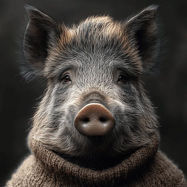 Wildschwein im Winterkleid von Ton Kuijpers