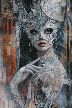 Venetiaans Masker van Abstract Schilderij