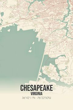 Alte Karte von Chesapeake (Virginia), USA. von Rezona