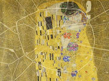 Kaart van Eindhoven met de Kus van Gustav Klimt van Map Art Studio