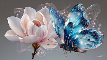 vlinder op bloem van Gelissen Artworks