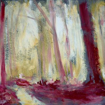 Vrijdagochtend in het bos II - studie op papier ‘en plein air’ van Lily van Riemsdijk - Art Prints met Kleur