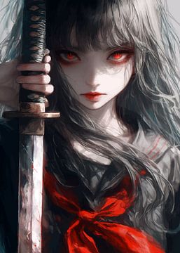 Anime Girl with Katana by MIROKKU