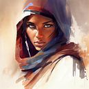 Aquarell Tuareg Frau #10 von Chromatic Fusion Studio Miniaturansicht