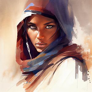 Watercolor Tuareg Woman #10 by Chromatic Fusion Studio