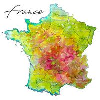 Frankreich | Bunte Karte mit Provinznamen
