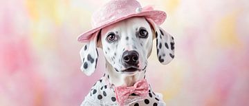 Funny Dalmatian with hat and bow tie by Poster Art Shop