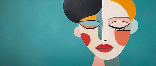 Abstract portret van een vrouw in kleuren