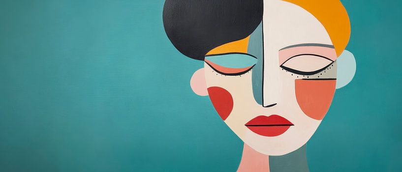 Abstract portrait of a woman in colours by Poster Art Shop