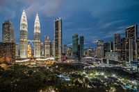 Kuala Lumpur's skyline with the 2 Petronas Twin Towers on the left.
