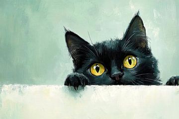 Zwarte kat van Poster Art Shop