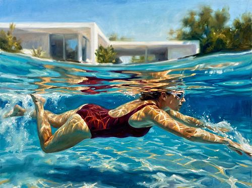 Unterwasserschwimmer Moderne Kunst Gemälde von Jan Keteleer