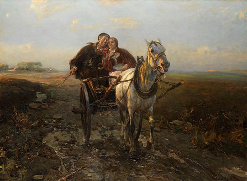 ALFRED VON WIERUSZ-KOWALSKI, Joyeuse promenade en carrosse, vers 1890-1900 sur Atelier Liesjes