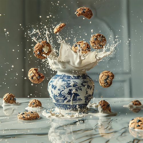 Delfts Blauwe Melkkan met Koekjes van Studio Ypie