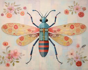 Dekorierte Libelle | Insekt Kunstwerk von De Mooiste Kunst