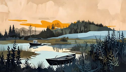 Scandinavian lake landscape