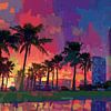 Panorama abstrait de Vice City Miami sur TheXclusive Art
