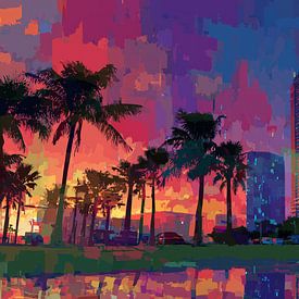Vice City: Miami – Abstract Panorama by TheXclusive Art