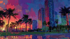 Vice city Miami abstract panorama