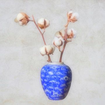 Holländische blaue Vase mit Blumen von J.a Dijkstra