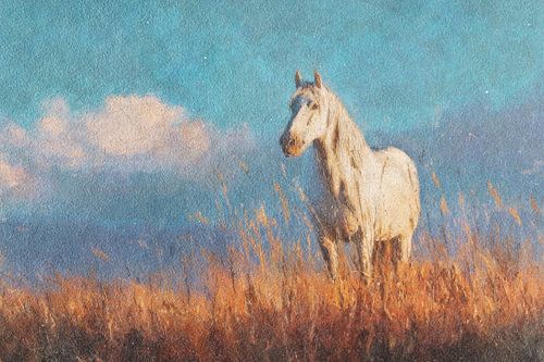 White Horse under Blue Sky