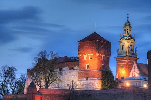 Wawel Castle at dusk, Krakow, Lesser Poland, Poland, Europe