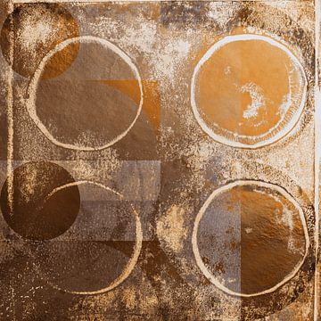 Modern abstract geometric art with circles in retro style in earthy tints by Dina Dankers