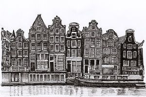 Zeichnung Amstel Häuser Amsterdam