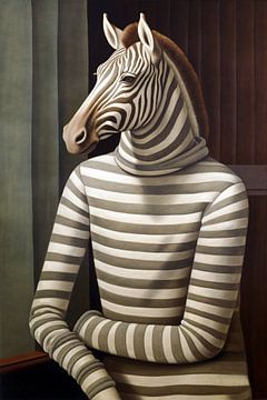 Kontemplation, ein Vintage-Zebra-Porträt von Jacky