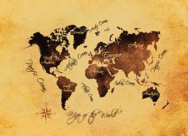 Weltkarte braun orange #Karte #Weltkarte von JBJart Justyna Jaszke