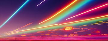 Regenbooglicht in de stadsnacht, illustratie van Animaflora PicsStock