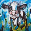 Het vrolijke kalfje | Pastel van Vrolijk Schilderij