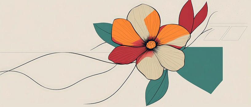 Kleurrijke bloem in moderne grafische stijl van Poster Art Shop