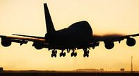 KLM Boeing 747 in the early morning on the polder runway