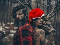 Cooles Schwarzwald Paar Nick und Paula mit Hirsch