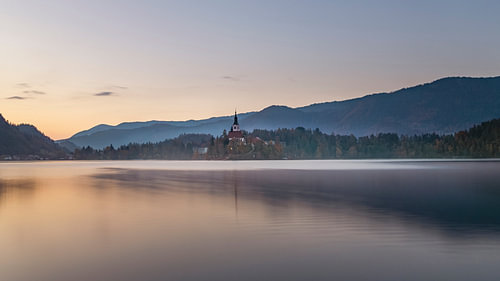 Lake  Bled - Muted Pastel Tones at Sunrise