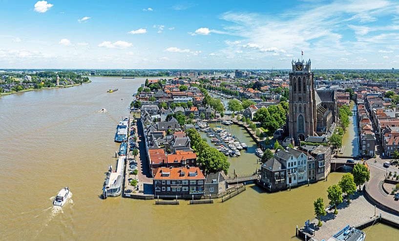 Aerial panorama of the city of Dordrecht with Onze Lieve Vrouwenkerk in the Netherlands by Eye on You