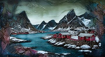 Lofotenlandschap, collage van Nick Wendt