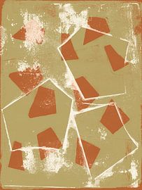 Formes abstraites en terra, blanc, kaki. sur Dina Dankers