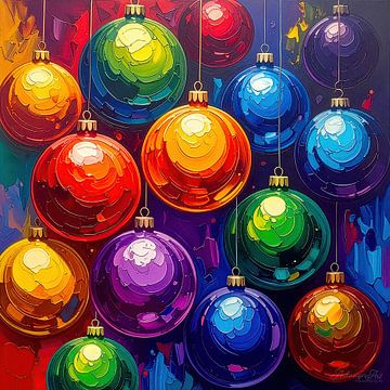 Floating Christmas baubles - pastose festivity between light, colour and poetic space (1 of 3) by AidasignArt