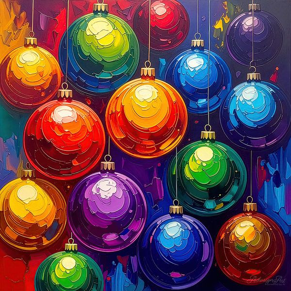 Floating Christmas baubles - pastose festivity between light, colour and poetic space (1 of 3) by AidasignArt