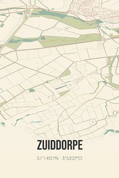 Vintage landkaart van Zuiddorpe (Zeeland) van Rezona