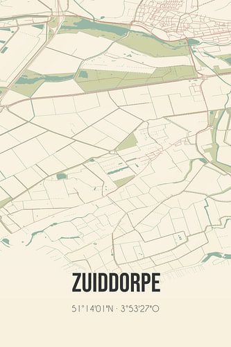 Alte Karte von Zuiddorpe (Zeeland)