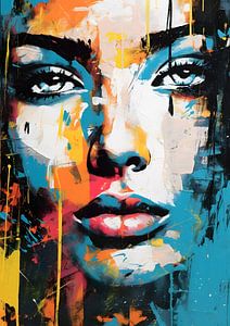 Beautiful Face Mixed Media Pop Art von Rosa Piazza