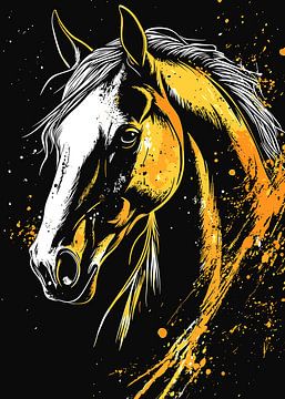 Expressive horse portrait with yellow colour effects by Pixelbull Design