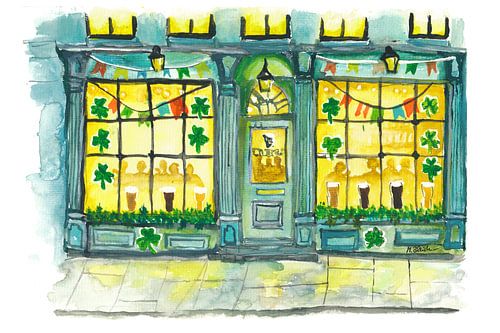 Irish Pub Glow lors de la soirée festive de la Saint-Patrick