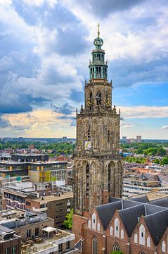Martinitoren in Groningen skyline van de stad