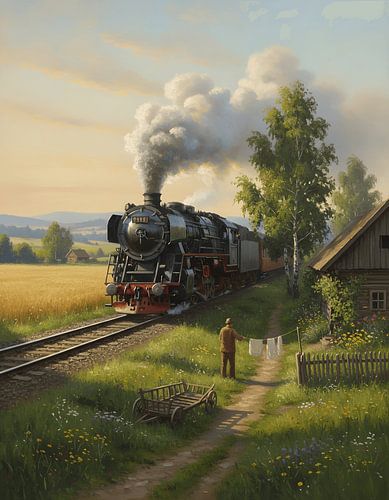 Stoomtrein op weg naar het oosten