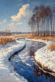 Serenity in the Dutch Winter van Abstract Schilderij