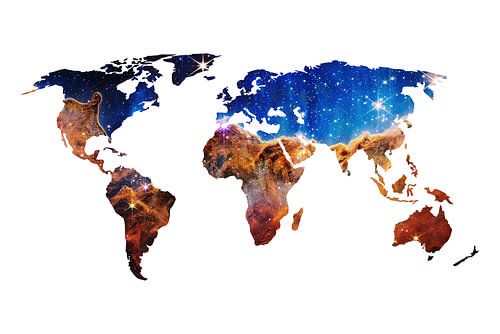 Kaart van de Wereld met de Carina Nebula